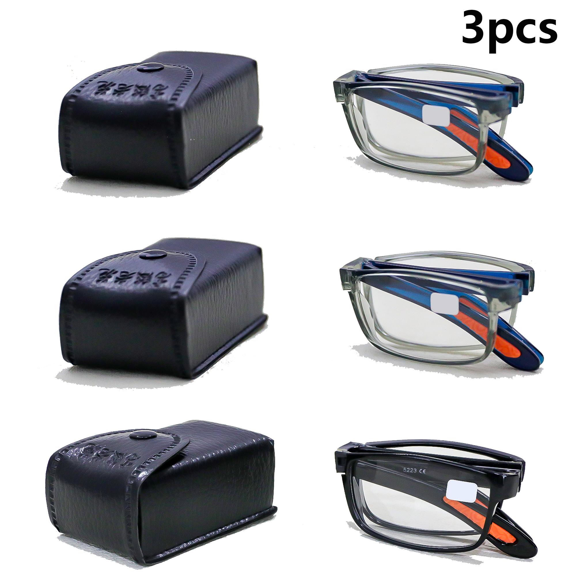 

3PCS Foldable Reading Glasses for Men Women Classical Eyeglasses Comfortable Wearing Convenient Carry Gift Glasses Case 2.5
