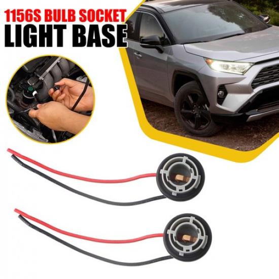 Universal 1156S Pigtail Wire Female Socket Harness For Front Turn Signal Lamp EA