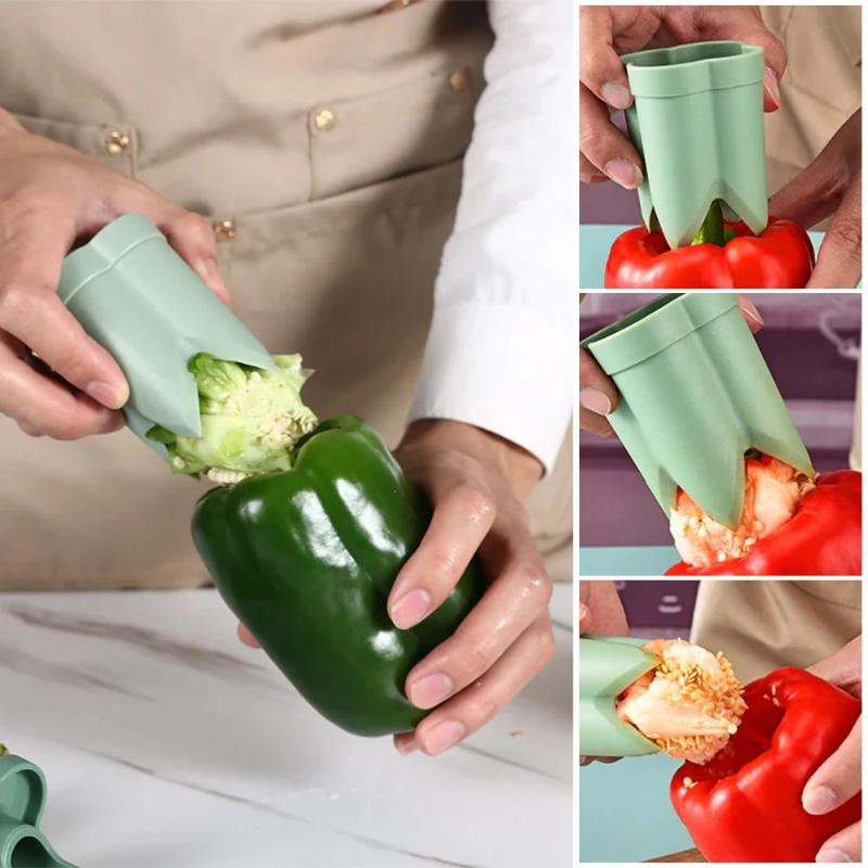 The Core Remover Is A Convenient and Simple Kitchen Tool for Removing Seeds From Green Peppers and Chili Peppers Kitchen Items