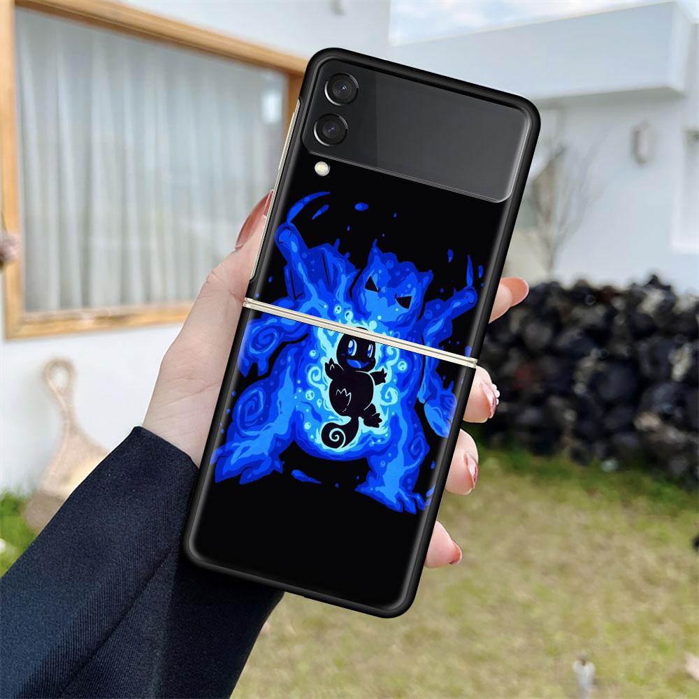 Pokemon Cool Pikachu For Samsung Galaxy Z Flip 3 5G Phone Case ZFlip3 Black Hard Cover Anti-fall Protective Shell Luxury Funda