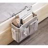 Bedside Hanging Organizer Multiple Pockets Durable Cotton Linen Large Capacity for Hospital Patient Bed Storage