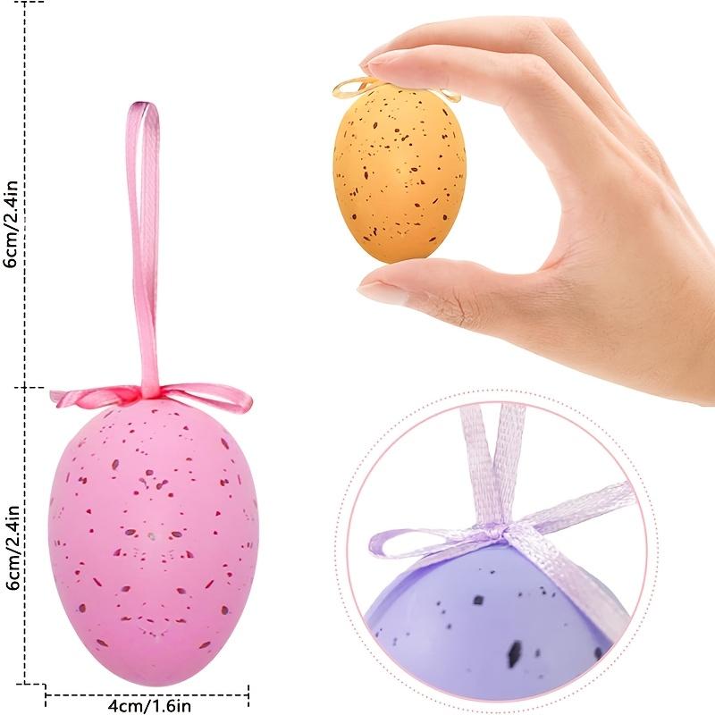 12pcs Plastic Easter Decor Set, Hanging Egg Pendants for Tree Basket Centerpiece, Spring Festival Party Gift & Home Decoration