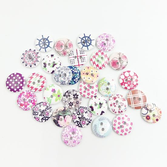 100 Stück Kleine Blumen Design Holzknöpfe Nähen Handarbeit Kunst DIY Dekoration