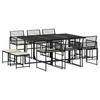VidaXL Garden Dining Set 11 Pcs Cushions Black Wicker Resin, Outdoor Dining Set, Dining Furniture of 3295029