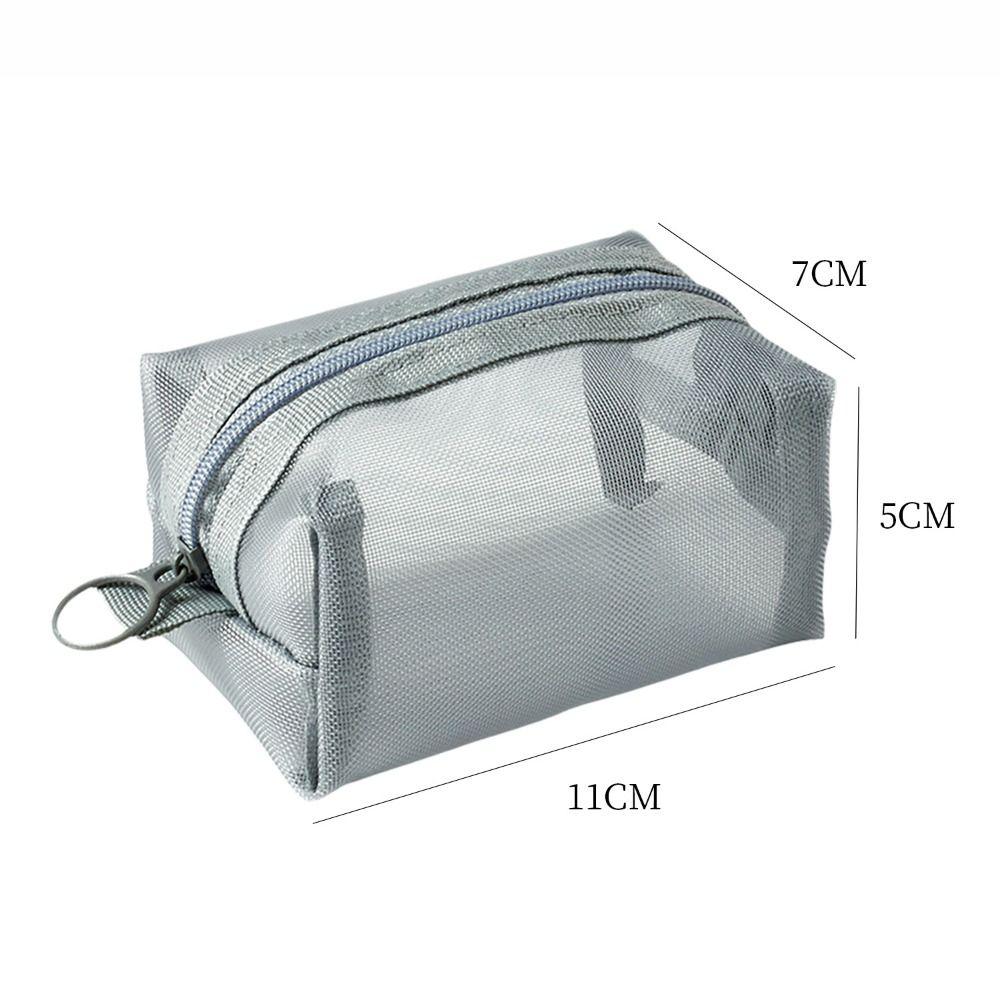 Vintage Three-dimensional Square Nylon Mesh Coin Purse Pouch Large Capacity Key Lipstick Earphone Organizer Card Bag