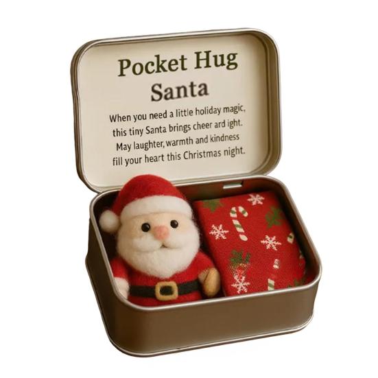 Christmas Pocket Hug Gift Handmade Felt Doll in A Box Little Pocket Hug with Gift Card Thoughtful Gift for Friends Family