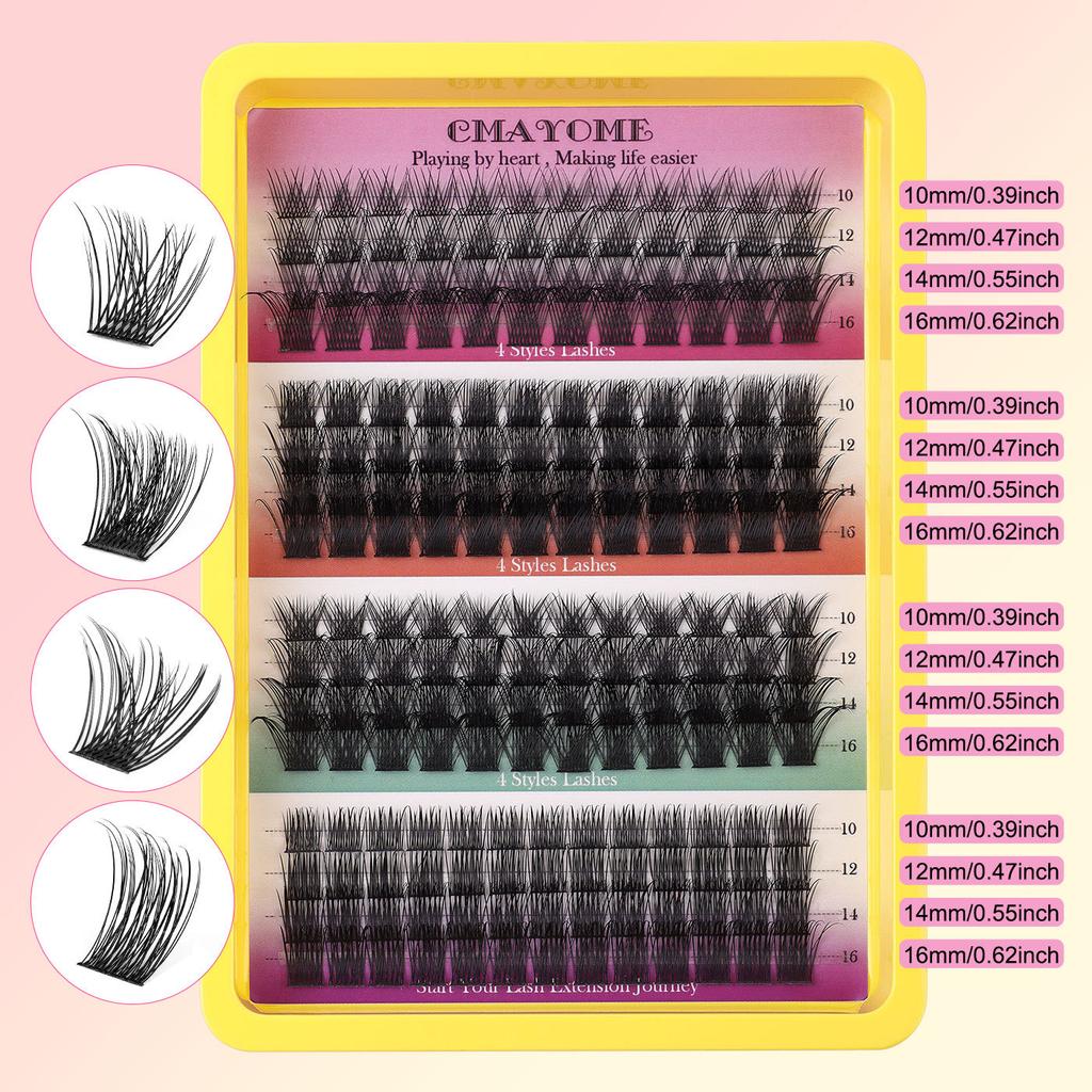 196 Clusters C Song Single Cluster False Eyelashes Natural Thick Diy Segmented Grafting Multi-Haired Eyelashes
