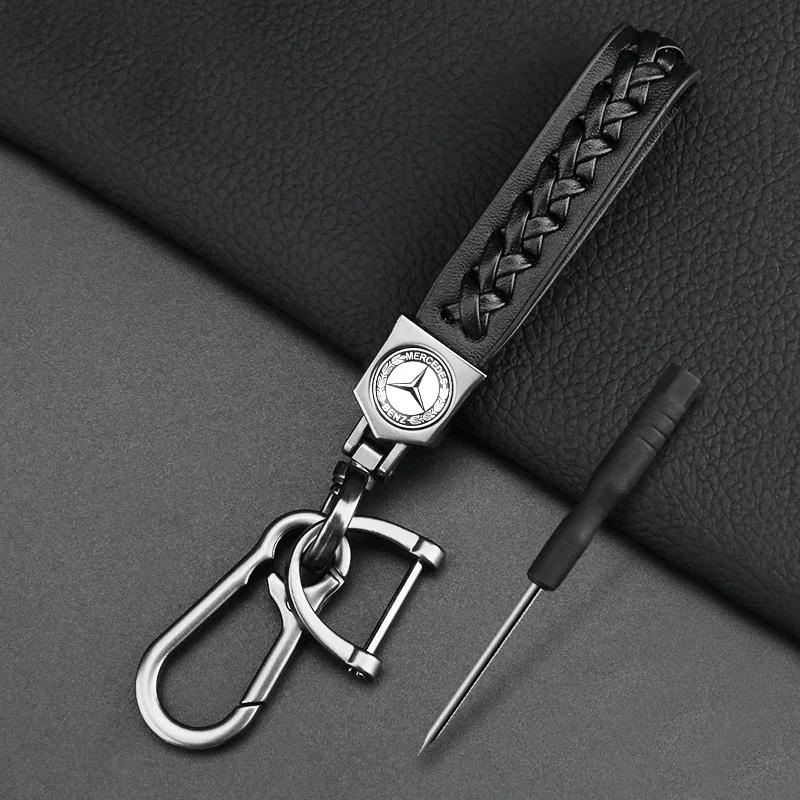 Metal/Leather Car Styling Keychain Key Chain Rings Accessories For Mercedes Benz AMG A B C E S Class GLC GLK GLE GLA CLA GLB CLS