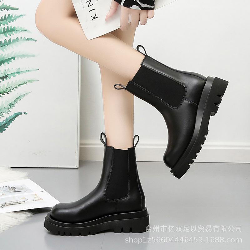 Martin boots cigarette tube British style mid-tube boots spring new single boots platform short boots