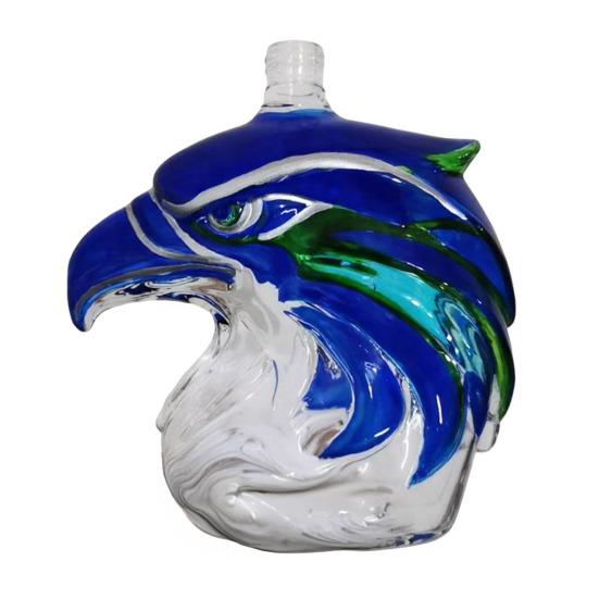 Skleněná dekorační láhev na whiskey s hlavou orla Čirá Jedinečný dárek pro sběratele whiskey, vína, koktejlů Dárek pro fanoušky Displej do baru Dárky