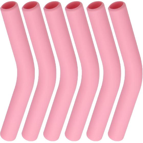 6pcs Food-Grade Silicone Straw Tips, Reble Metal Straw Elbows Tips, Temperature Resistant Rubber Straw Covers Replacement Tip for 5/16  Stainless розовый