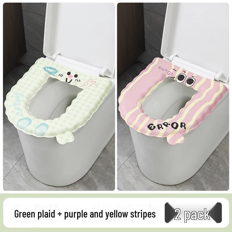 Waterproof EVA Washable Universal Toilet Seat Cover, All-Season Adhesive Thickened Pad.