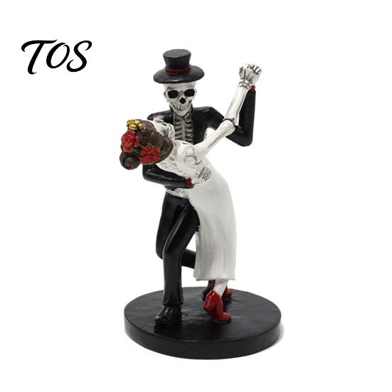 Ornamento Romantico Oscuro per il Giorno dei Morti Coppia di Scheletri Danzanti Statuetta, Matrimonio Gotico di Halloween Amanti Statua Regalo Statua per Amanti,