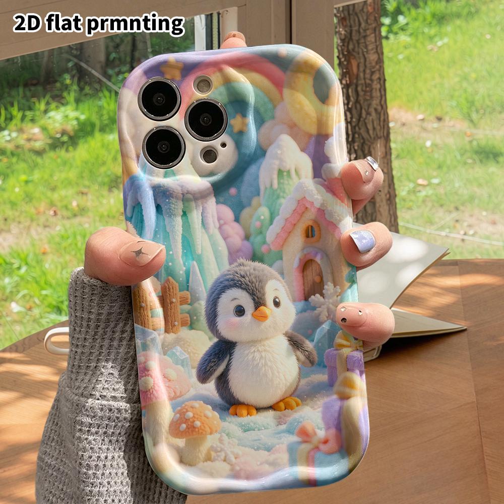 Phone Case: 2D Flat, Suitable for iPhone 18, 17, 16, 15, 14, 13, 12Pro Protective Case, Cute Little Snow Penguin, Perfect Christmas and Halloween Holi