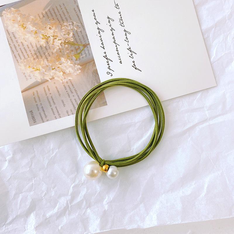 Elegant Korean Pearl Knot Hair Tie - High Elasticity Rubber Band Accessory.