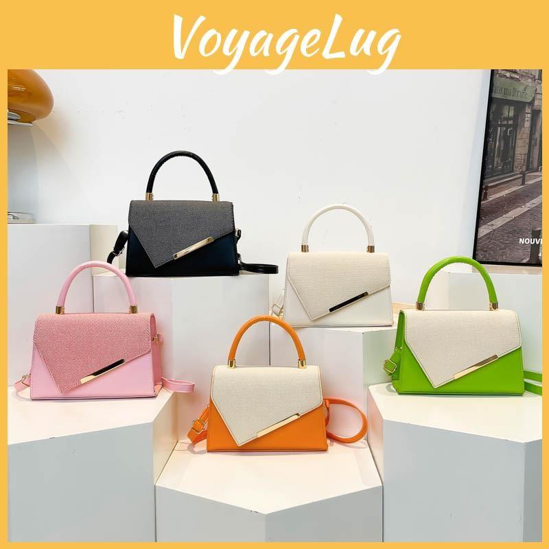 Luxury Splicing Light Contrasting Color Crossbody Bag With Magnetic Buckle