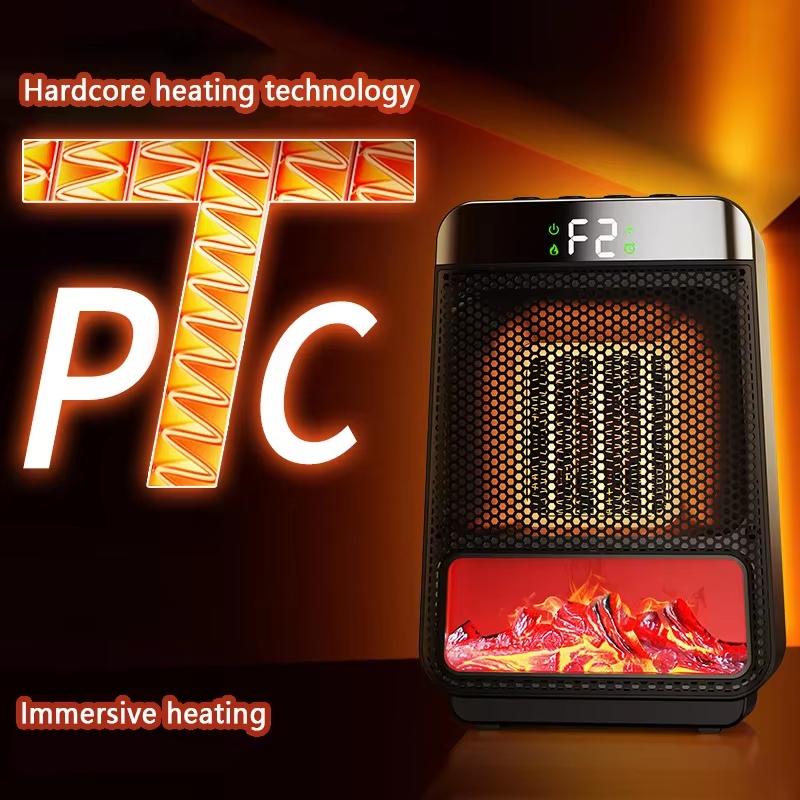Portable 3D Simulated Fireplace Heater Household Heater Home Silent Energy-saving PTC Speed Hand Warmer Timeable Electric Heater