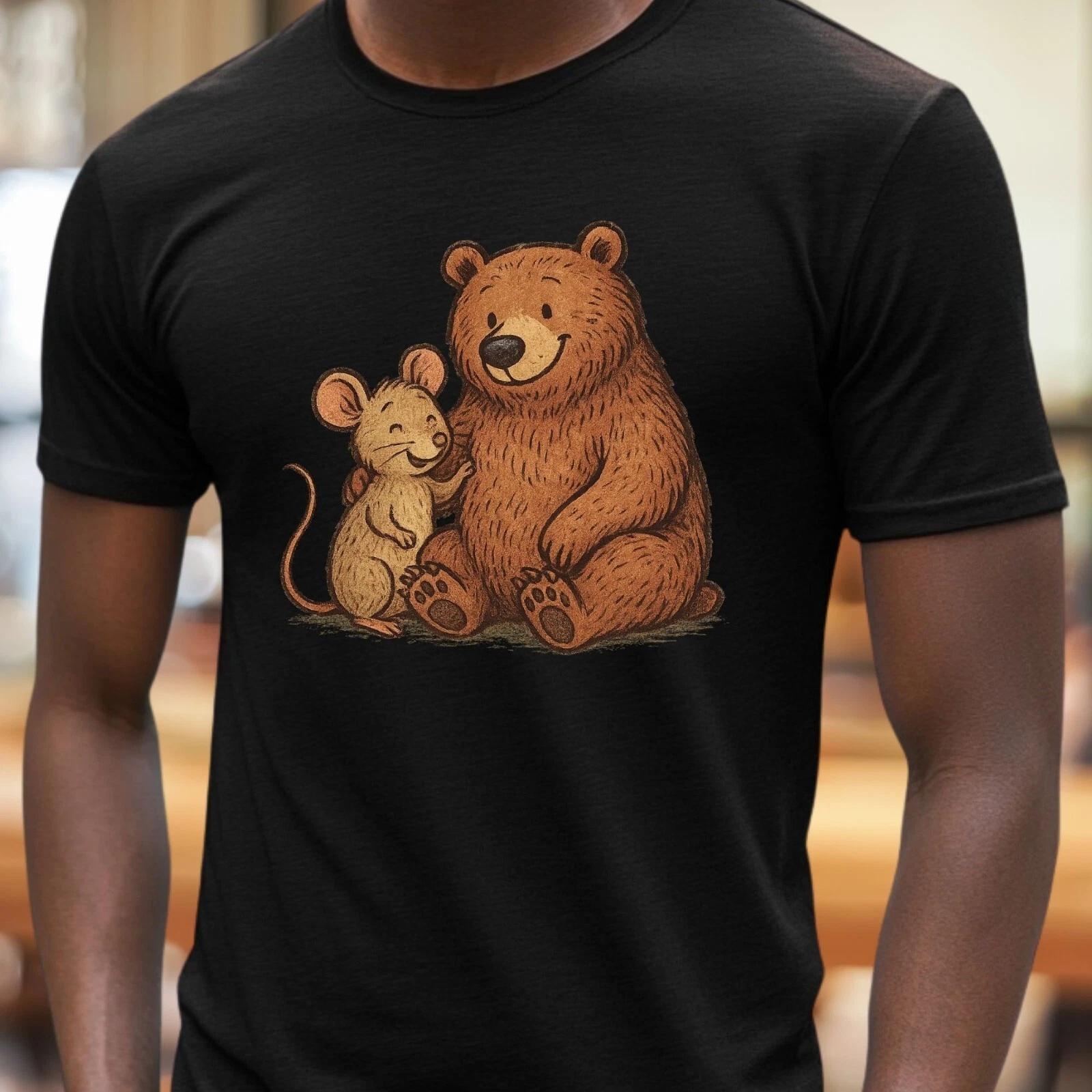 T-Shirt Herren Maus und Bär Freunde Motiv Baumwolle Größe S bis 5XL S