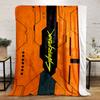 Geometric, Tech-inspired Orange Background with Bold "Cyberpunk 2077" Text. for All Seasons Blanket Lunch Break Throw Gift