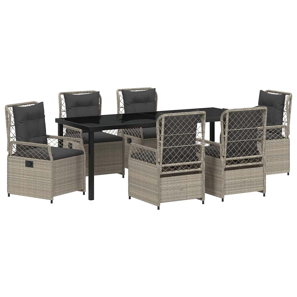 Garden Dining Set 7 pcs Light Grey Poly Rattan