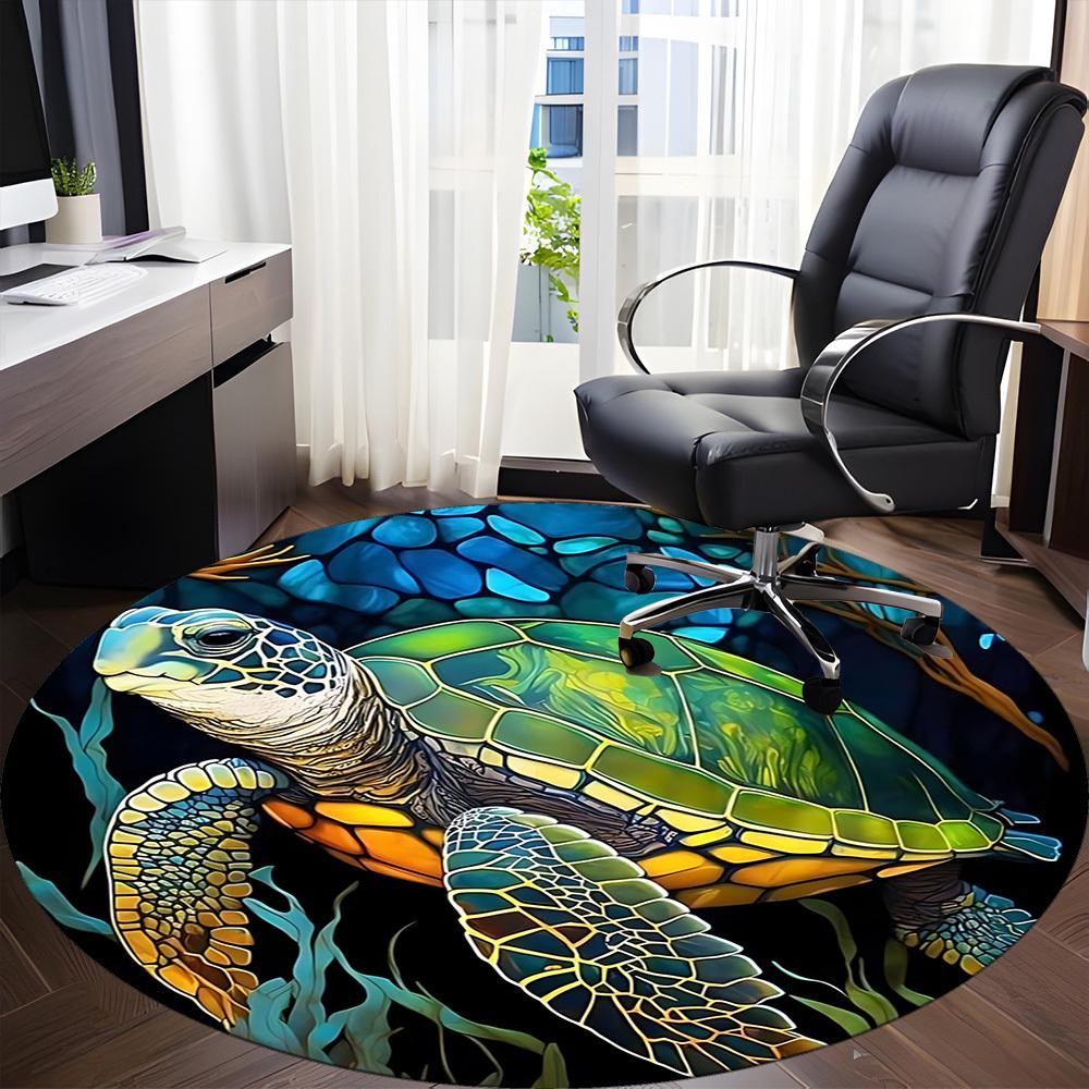 1pc Sea Turtle Print Chair Carpet for Office, Soft Comfortable Mat For Office, Living Room, Bedroom, Machine Washable Carpet yy251112078