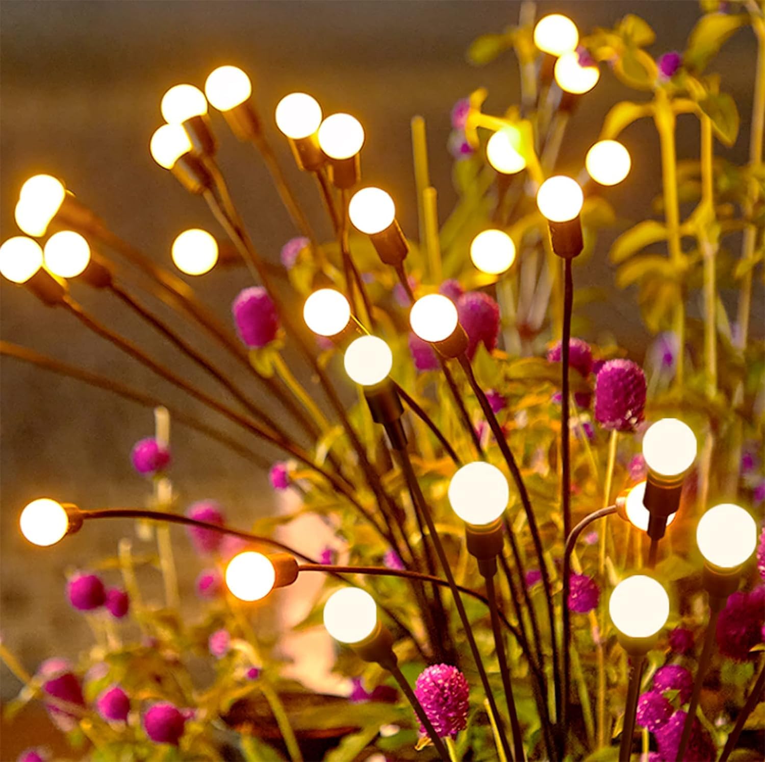 

Set of 4 Solar Lights, Outdoor Garden Lights, Waterproof, IP65 Waterproof, Solar Firefly Lights, 8 LED Bulbs, Solar Panel Charging, Automatic OnOff,