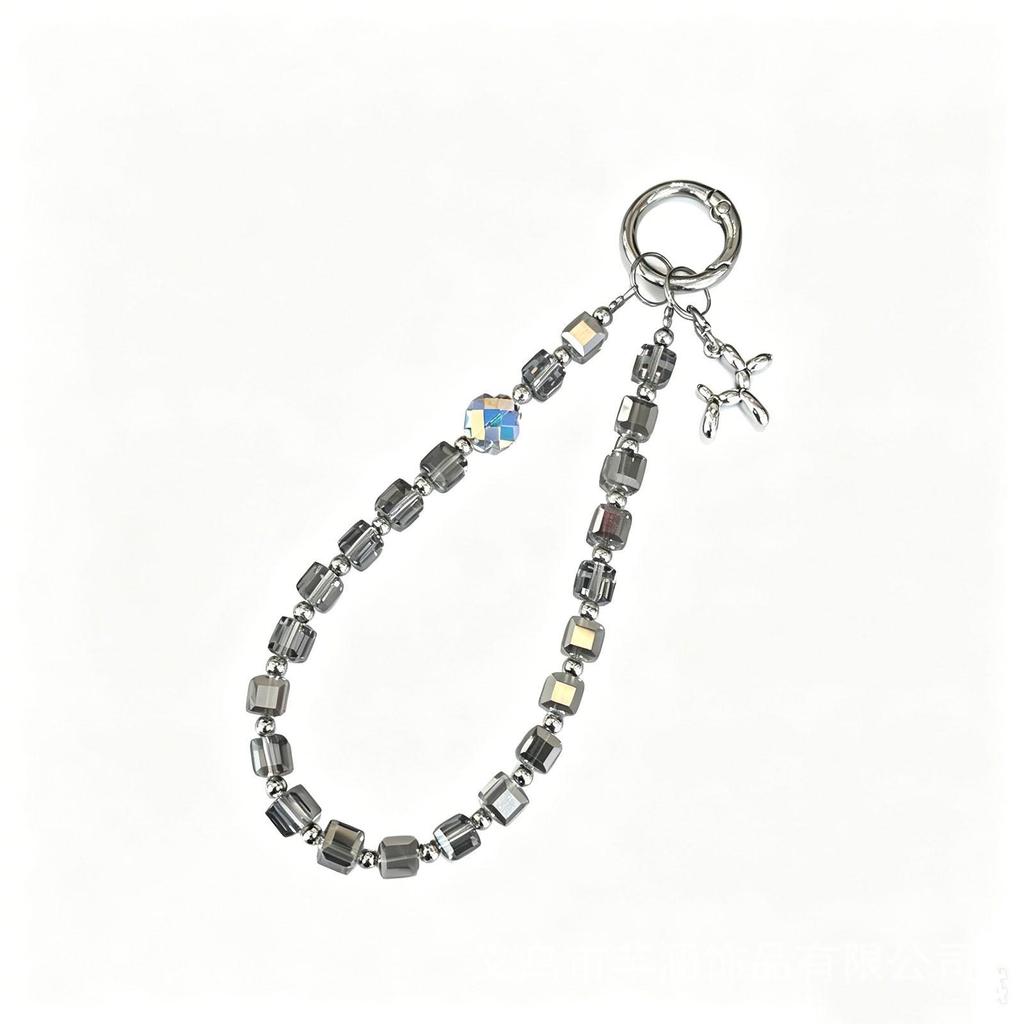 Chic Square Crystal Beaded Phone and Handbag Chain Keychain Pendant