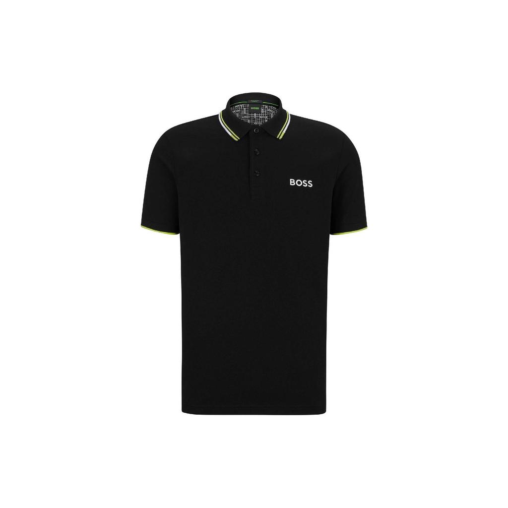 HUGO BOSS SS23 Polo Shirts Men's Black Polo Collar Moderate Straight Fit 50469094-002