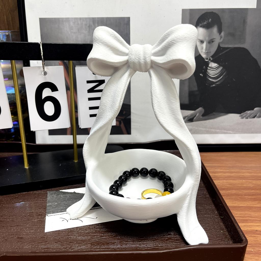 Cute Bowknot Shaped Jewelry Organizer Home Desktop Storage Tray Decor Display Holder for Ring Earrings Living Room Bedroom Decor