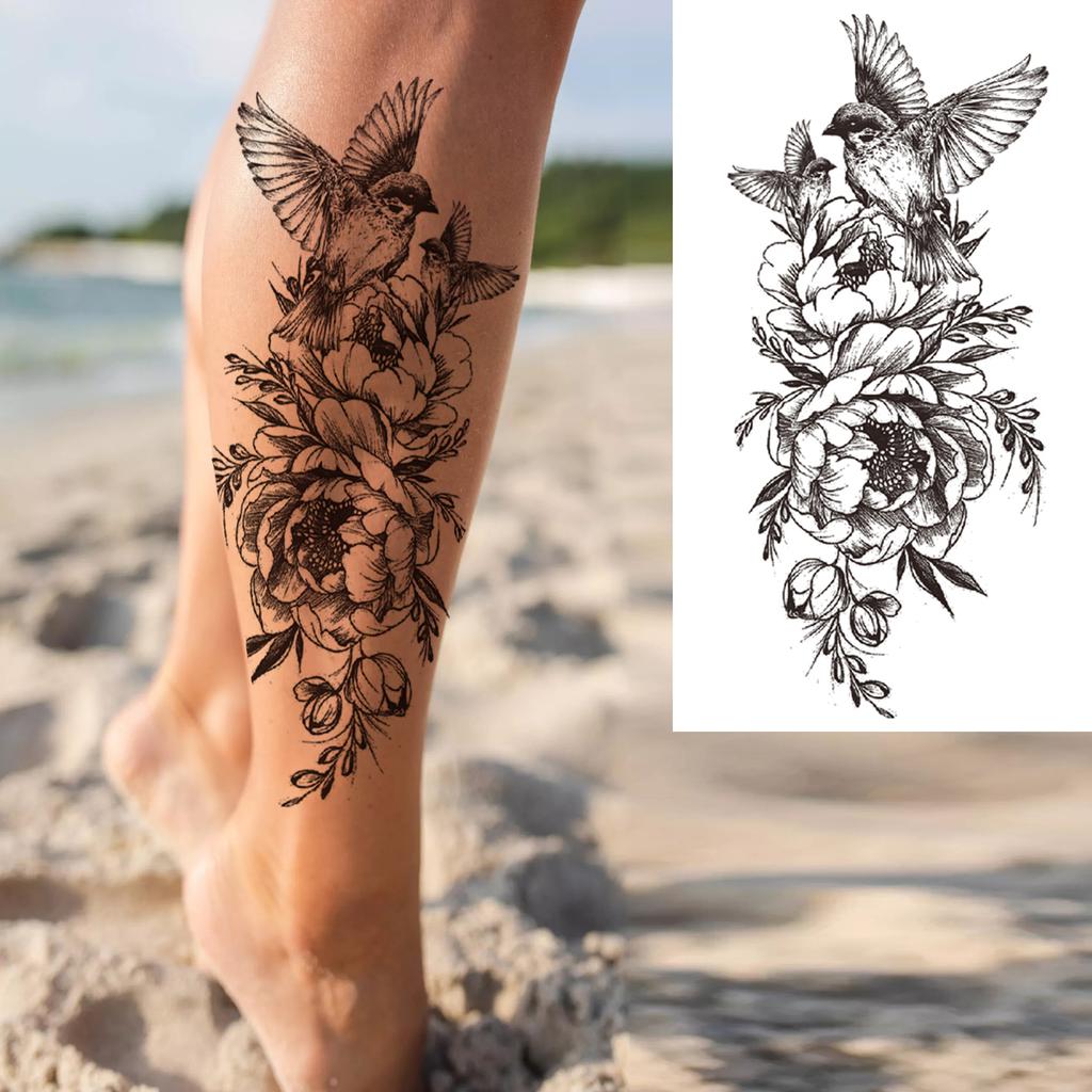 1 Sheet Black Henna Mandala Fake Jewels Temporary Sleeve Tattoos For Women Girls Forearm Waist Chest Back Tattoo Sticker Decal