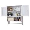Bathroom Wall Cabinet, 2 Doors and Adjustable Shelf, Over the Toilet Storage Medicine Cabinet Wall Mounted, Hanging Organizer with Open Partition and