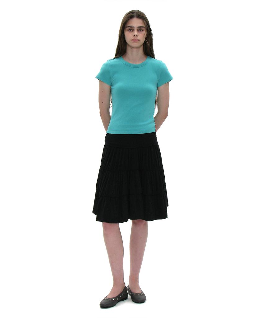 Partimento Woman Pwc Jersey Shirred Tiered Midi Skirt_Black