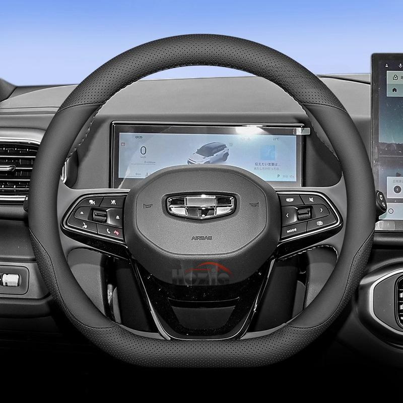 D Type Leather Car Steering Wheel Cover for Geely Tugella Preface Monjaro Emgrand kavango Plus Azkarra Accessories 2025