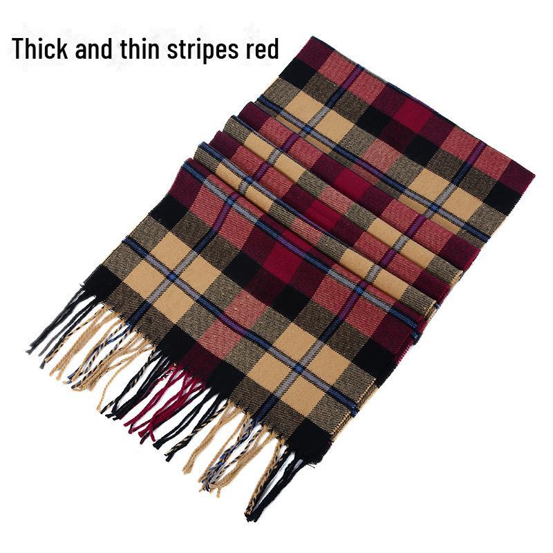 Winter Men's and Women's Thick Plaid Imitation Cashmere Scarf