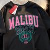 Malibu Beach Simple Letter Printing Print Unisex Unisex Top Fashion T Shirt Cotton Loose Tshirt Casual Oneck Clothes Oversize Top
