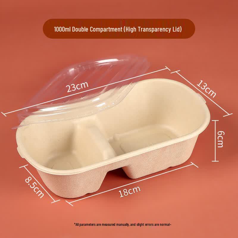 Hanyou Biodegradable 2-Compartment Food Containers with Lids