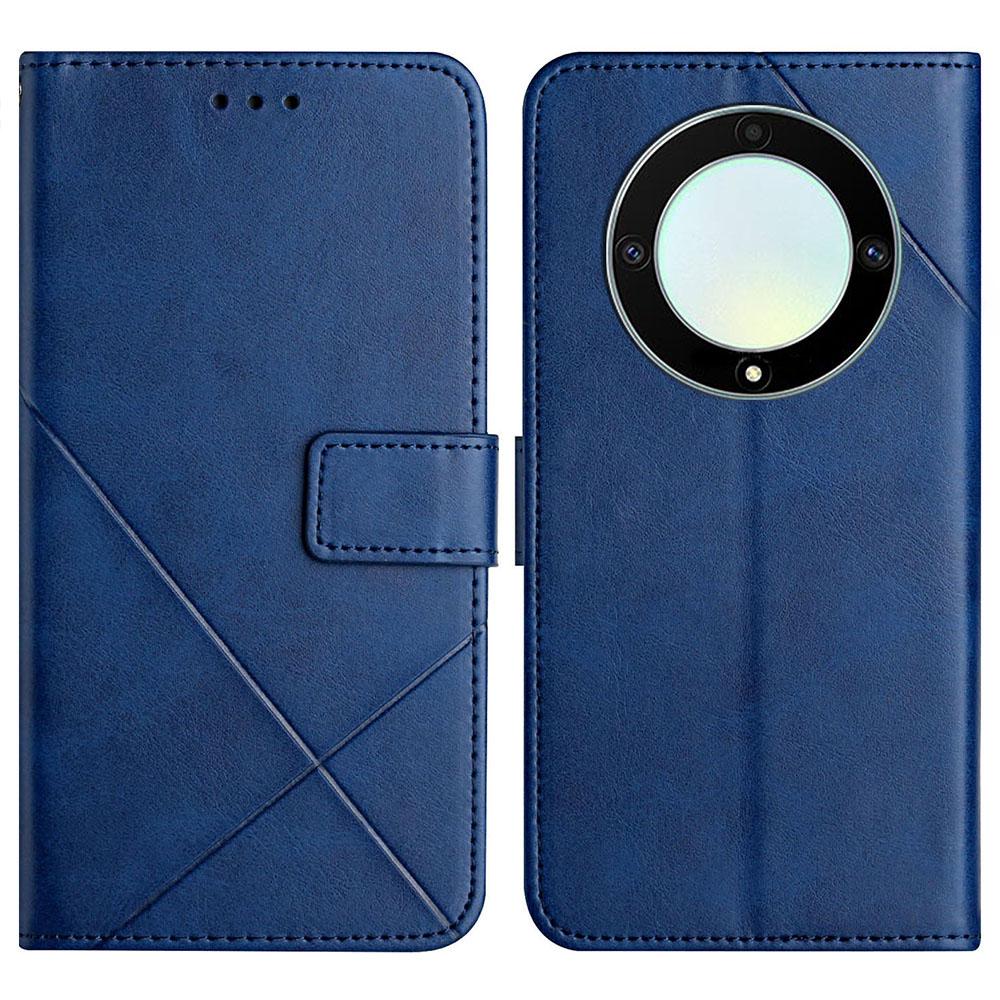 For Honor Magic5 Lite 5G/X9a 5G Case Line Pattern Wallet Leather Phone Cover with Wrist Strap