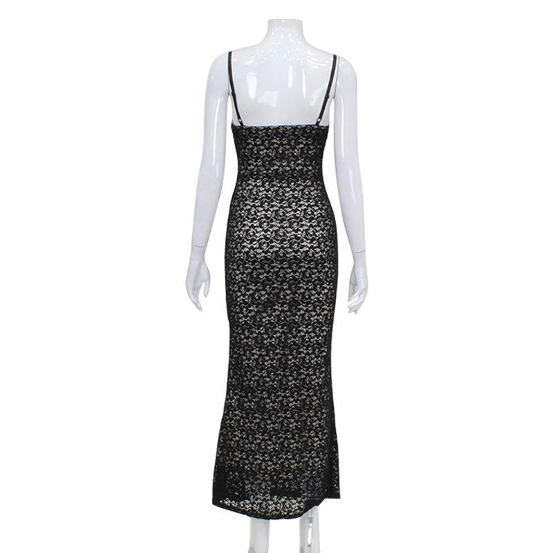 Women's Deep V Fanny Pack Hip Fish Tail Sexy Hot Fashion Party Lace Strap Dress