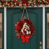 Weihnachtskranz aus Holz 2D Weihnachtsanhänger zum Aufhängen an der Tür Künstliche Girlande Frohe Weihnachten