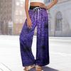 Women Summer Boho Palazzo Pants High Waist Wide Leg Halloween Printing Casual Trousers With Pockets