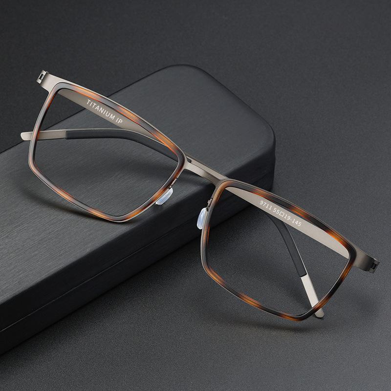 

Luxury Brand Screwless Design 150m Length Glasses Frame Ultralight Pure Titanium Rectangle Big Eyeglasses Men Eyewear Denmark
