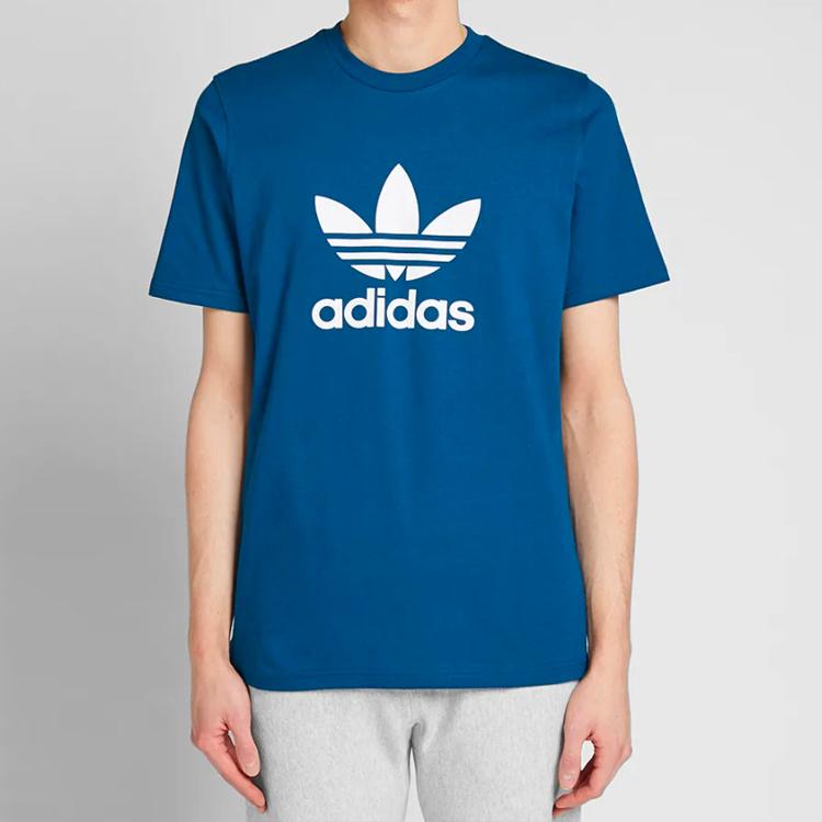 Adidas Originals Classic Trefoil Logo Print Short Sleeve T-Shirt Men Tops Indigo DV1603
