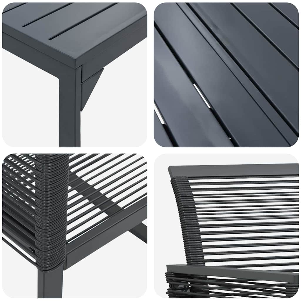 Garden Dining Set 7 pcs Black Poly Rattan
