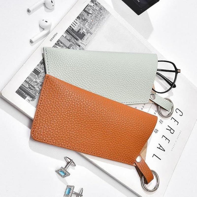Portable PU Leather Eyeglass Case, Hanging Eyeglass Storage Bag, Sunglasses, Eyeglass Bag, Convenient Keychain