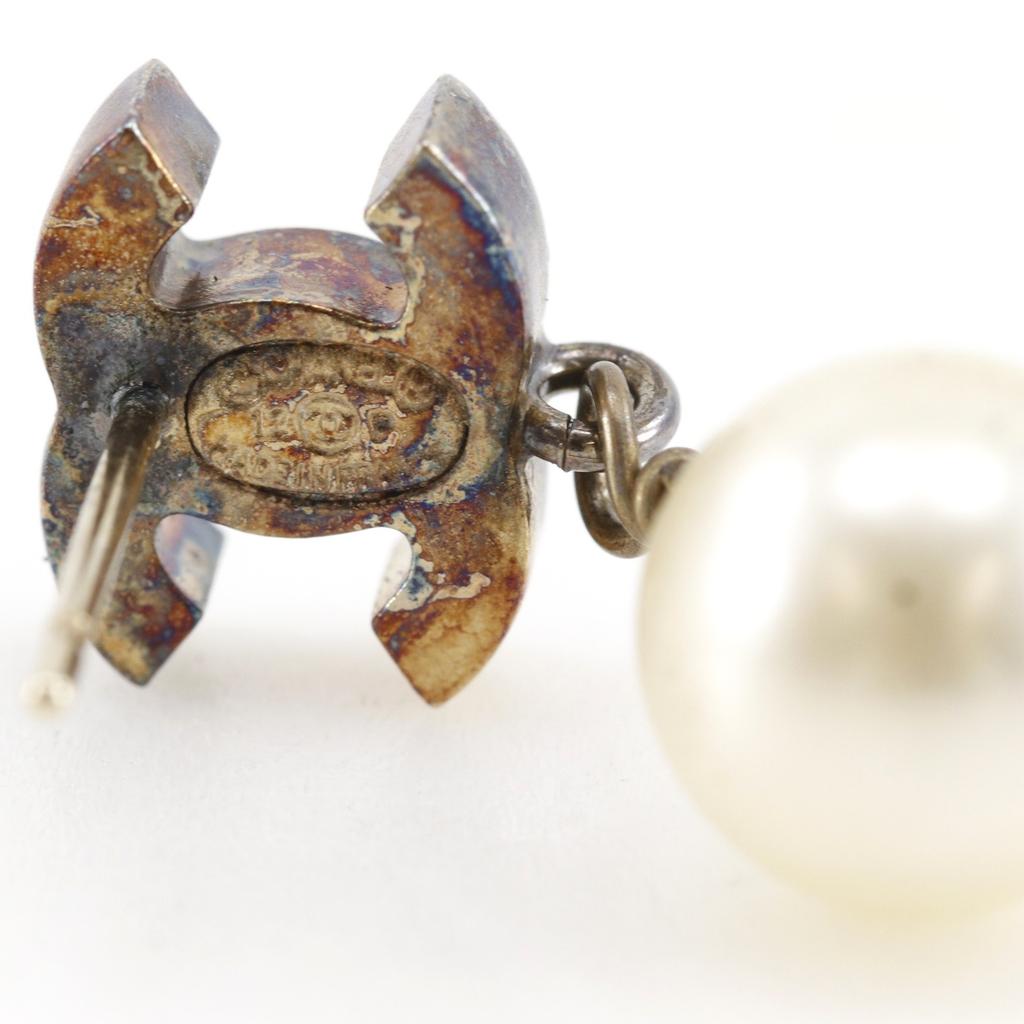CHANEL COCO Mark Piercing black Plated Gold/Fake pearl 4.6g Women Used