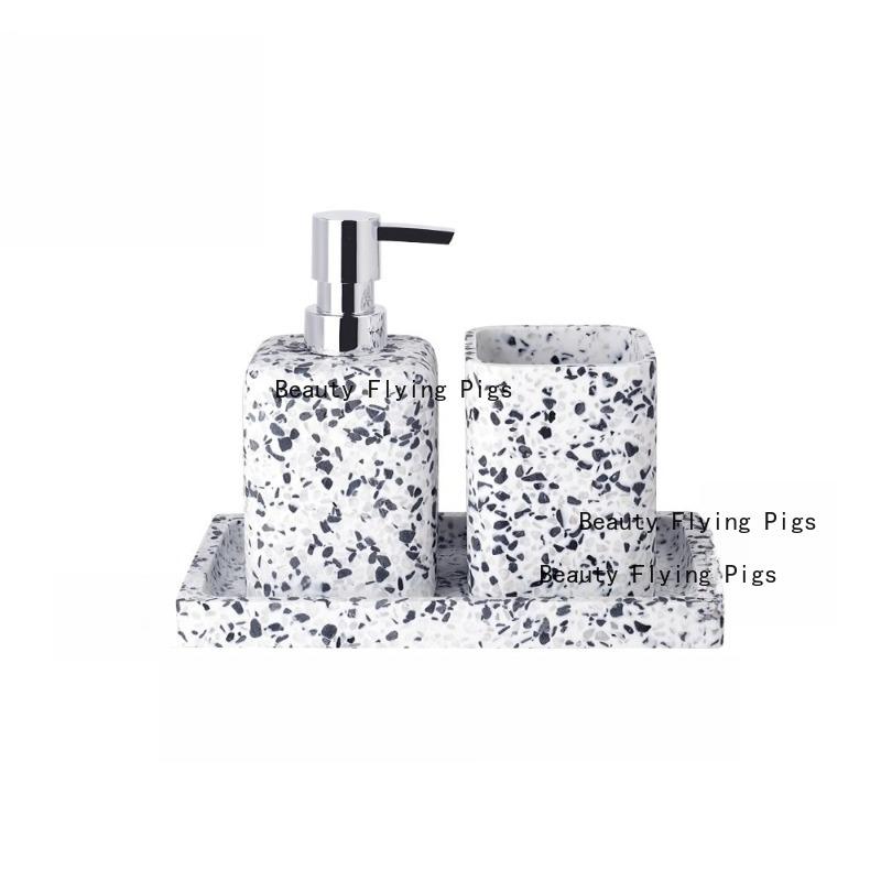 1pc Terrazzo Bathroom Toiletries Toothbrush Cup Soap Dish Lotion Bottle Storage Tray Toothbrush Holder Bathroom Accessories