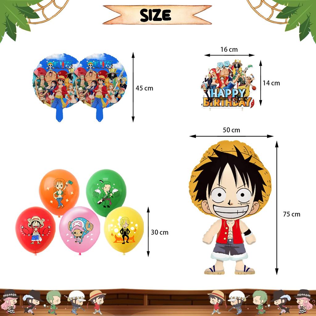 PALNKART Pirate King Birthday Character One Piece Birthday Birthday Kids Birthday Happy Birthday Hanging Cake Topper Decorations, Balloons, Balloons,