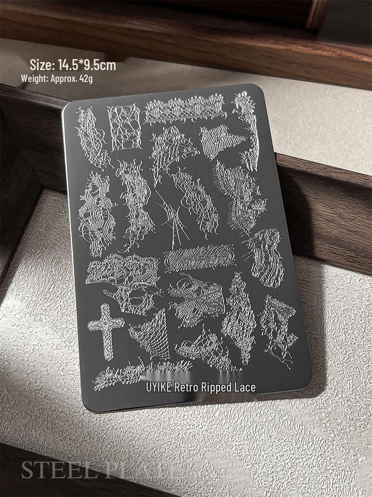 Nail Art Stamping Plates - Star, Polka Dot, Lines, Grid Lace Textures