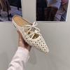 Ladies Summer 2025 New Bow Hollow Ladies Slippers Casual Party Ladies Sandals Breathable and Comfortable Beach Vacation Mules