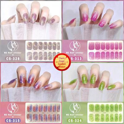 CS Waterproof No-Bake Gel Nail Polish: Full-Cover Korean-Style Multi-Color Glitter Nail Art Stickers